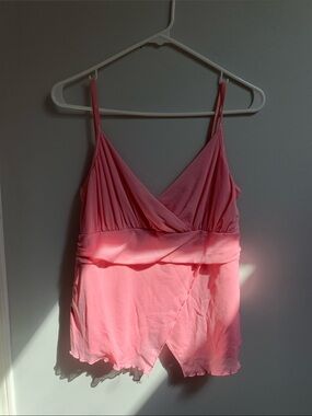 Y2K Vintage Pelican Cove Pink Surplice Camisole Babydoll Top